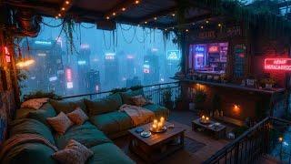Cyberpunk Rain ASMR on Futuristic Balcony | Sleep, Relax & Focus Study with Ambient Music 
