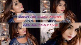 GRWM for DIWALI 🪔|easy makeup tutorial for diwali|#diwalispecial #diwalimakeover #2024