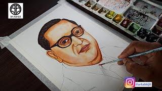 How to draw Dr BR Ambedkar || Dr BR Ambedkar Watercolor painting || Dr BR Ambedkar