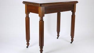 Antique Walnut Wood Game Table with Swivel Top