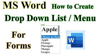 MS Word How to Create Drop Down List/Drop Down Menu in Word.