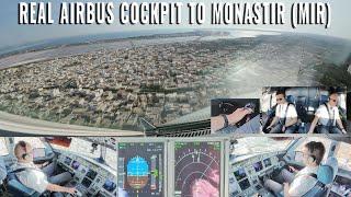 MONASTIR  (MIR) | FULL APPROACH + LANDING  RUNWAY 07 | REAL AIRBUS A320 COCKPIT + PILOTS | 6 CAM