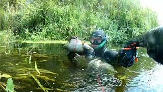 подводная охота в лесной речке