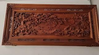 #0813051906# Mr Duy# Cửu Hạc Du Xuân# Tranh Gỗ Gụ Lào Nghệ Thuật 9*2,6*1,21m