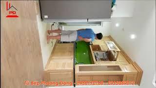 Tủ bếp gỗ sồi Thi công Trung cư CT8 mỹ đình Tubepphuongdong.vn