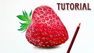 How To Draw Realistic Strawberry | Color Pencil Tutorial