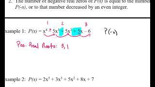 3-8 Descartes Rule of Signs Ex 1