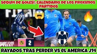 ⏺️Sequi4 de GOLES!; CALENDARIO de los Proximos PARTIDOS de RAYADOS tras PERDER vs el AMERICA J14