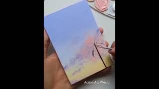 #Easy sunset painting / painting for beginners / step by step acrylic //Action Art would