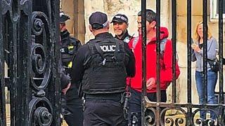 MASSIVE SHOUT AS IDIOT IS STOPPED BY POLICE WHEN HE DECIDES TO WALK THROUGH THE BOX at Horse Guards!