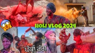 Holi Hai 2024  PAKKA RANG *Balloons FIGHT* Punjab Di Holi , Colour Cylinder