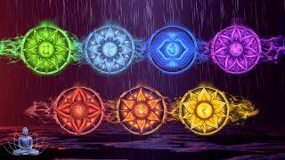 Full Night All 7 Chakras Cleansing Music & Rain | 7 Chakra Opening & Balancing Sleep & Meditation