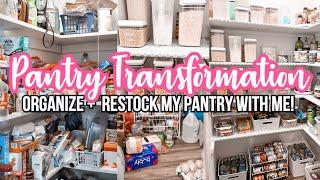 EXTREME PANTRY DECLUTTER AND ORGANIZATION | CLEAN WITH ME | PANTRY RESTOCK CLEANING MOTIVATION