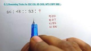 SSC GD  CGL CHSL MTS RRB Reasoning Question Paper | SSC  Reasoning Tricks 2024 | Reasoning Classes