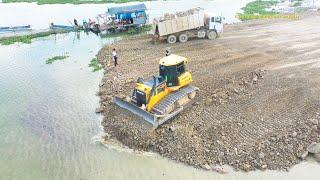 The Best Dump Trucks Dumping Gravel Rock And Bulldozer Pushing Gravel Rock