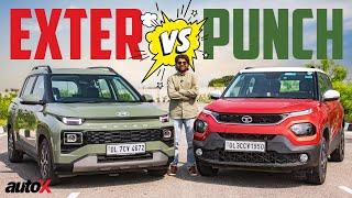 Hyundai Exter vs Tata Punch 2023 | Design, Interior, Features, Performance Comparison Test | autoX