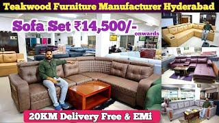 Teakwood Furniture Manufacturer In Hyderabad | Sofa Set ₹14,500/- | Cot ₹18000/- | Dining Table