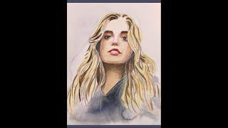 Watercolor Portrait with Colored Pencils for Beginners #shorts
