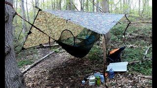 Wild Camping - Naturefun Hammock Camp in the Rain, D&D Tarp, Trangia 25 Cooking System