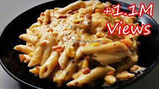 HOW TO MAKE PENNE PASTA IN CREAMY CHEESY WHITE SAUCE | PASTA IN WHITE SAUCE | WHITE SAUCE PASTA!!!