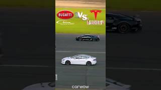 Bugatti chiron VS Tesla Model S plaid, Bugatti VS Tesla #bugatti #tesla #chiron #models