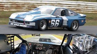 Restored Grant King IMSA Chevy Monza pit walkaround, on track & onboard Baskerville Historics 2024