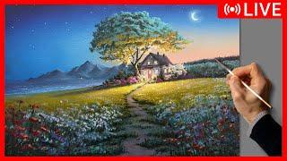  Acrylic Painting Tutorial - Night Landscape / Easy Art / Drawing / Acrylfarben Malerei Zeichnung