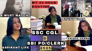 SSC & SBI PO/Clerk Study Vlog 2025 | My Realistic 24 Hour Routine | Aspirant Life #ssc #banking #sbi