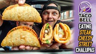 We Ate Taco Bell's *NEW* Steak Cheesy Street Chalupas