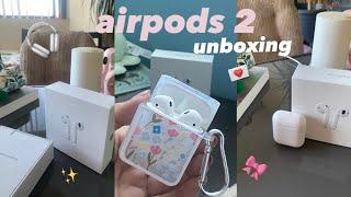 airpods UNBOXING  + cute cases  (aesthetic asmr) | airpods 2