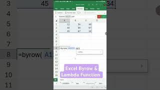 Excel byrow & lambda function in Tamil #lambdaexpression #excel #excelshorts