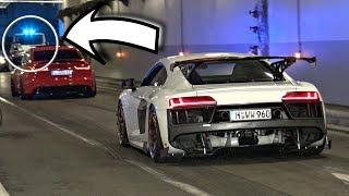 TUNED Cars Accelerating & Doing Burnouts in a Tunnel! - COPS Show Up! (Hilarious Reactions)