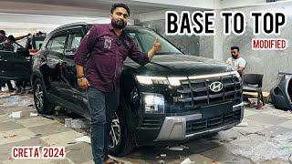 New Hyundai Creta 2024  E Base model modified with Hyundai Genuine Accessories at Nikku Car Decor !