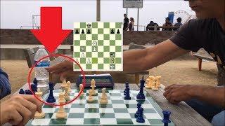 CHESS HUSTLER CHEATS (caught in slow-mo) and STILL LOSES!