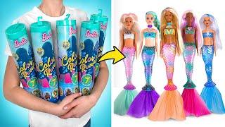 Desembale a série Barbie Colour Reveal Mermaids. Maquilhagem e acessórios para bonecas