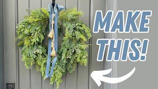 How to make a cascading juniper wreath with bells  