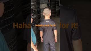 Boys first time to a tire shop? Wait till the end!