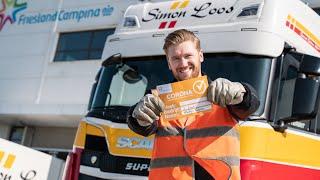 Langs de controlepost bij FrieslandCampina in Maasdam en een flinke workout in de truckgym!