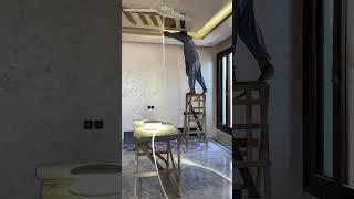 Strip light installation on ceiling #constructionsite #interiordesign