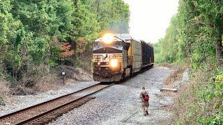 CSX Train Passes Then This Happens As I Show My Radio!  CSX Train Knocks Down Signal + NS Trains