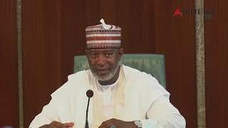 Minister of Aviation, Captain Hadi Sirika briefs The Press in state house