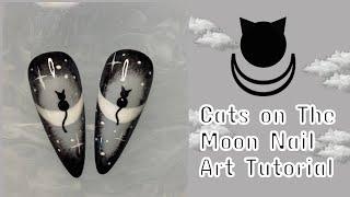 Cats on the Moon Nail Art Design Watch Me Work Press Ons