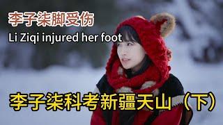 和李子柒体验野外科考新疆伊利天山（下），李子柒脚受伤