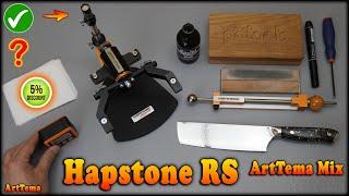 Compact knife sharpening system Hapstone RS + CBN stones PDTools + Knife Nakiri WAK VG10