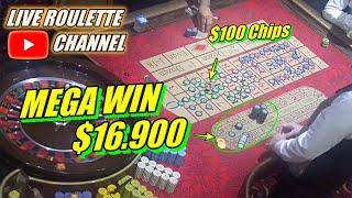 LIVE ROULETTE |  MEGA WIN 16.900 In Las Vegas Casino  $100 Chips Inside  2023-08-14