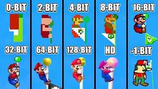 Super Mario Bros. Goal Pole Animation 0-BIT vs 2-BIT vs 4-BIT vs 8-BIT vs 16-BIT vs 32-BIT vs 64-BIT