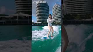 中国小妹妹冲浪可爱漂亮#cute#美女#fashion#surfing