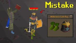 He teleported to the Wilderness with Full Masori (gg BANK)