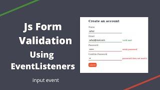 JavaScript Form Validation - EventListeners | HTML and CSS