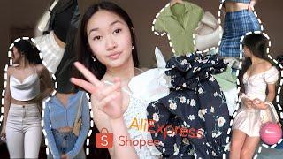SUMMER TRY-ON CLOTHING HAUL (shopee,aliexpress,thrifted...)